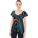 Peacock Feathers Nature Feather Pattern Lace Front Dolly Top View1
