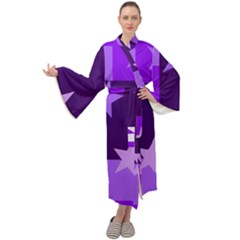 Purple Stars Pattern Shape Maxi Velvet Kimono by danenraven