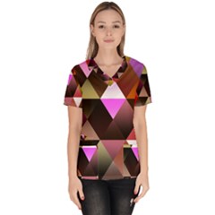 Abstract Geometric Triangles Shapes Women s V-neck Scrub Top by danenraven