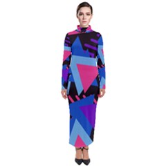 Memphis Pattern Geometric Abstract Turtleneck Maxi Dress by danenraven
