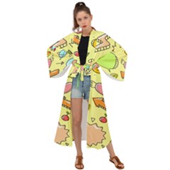 Cute Sketch Child Graphic Funny Maxi Kimono by danenraven
