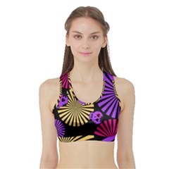 Seamless Halloween Day Of The Dead Sports Bra With Border by danenraven