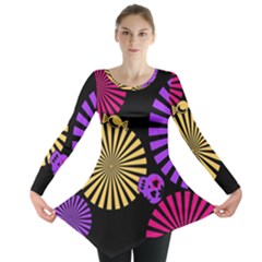 Seamless Halloween Day Of The Dead Long Sleeve Tunic  by danenraven