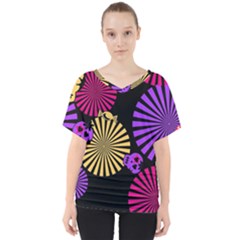 Seamless Halloween Day Of The Dead V-neck Dolman Drape Top by danenraven