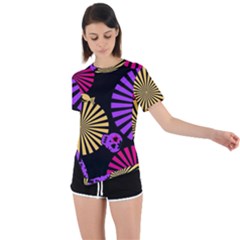 Seamless Halloween Day Of The Dead Asymmetrical Short Sleeve Sports Tee by danenraven