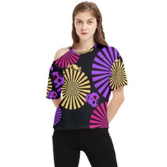 Seamless Halloween Day Of The Dead One Shoulder Cut Out Tee by danenraven