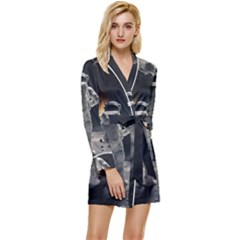 Astronaut Space Walk Long Sleeve Satin Robe by danenraven