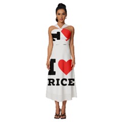 I Love Rice Sleeveless Cross Front Cocktail Midi Chiffon Dress by ilovewhateva