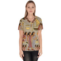Egyptian Paper Women Child Owl Women s V-neck Scrub Top by Mog4mog4