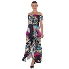 Angry Male Lion Roar Off Shoulder Open Front Chiffon Dress by Mog4mog4