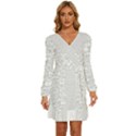 Furr Division Long Sleeve Waist Tie Ruffle Velvet Dress View1