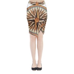 Vintage Sign Nautical Ship Compas Midi Wrap Pencil Skirt by Mog4mog4