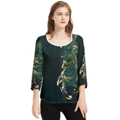 Angry Male Lion Chiffon Quarter Sleeve Blouse by Mog4mog4