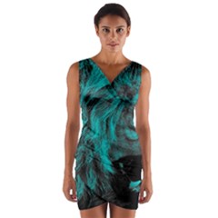 Angry Male Lion Predator Carnivore Wrap Front Bodycon Dress by Mog4mog4