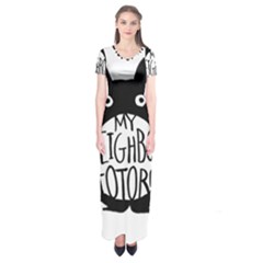 My Neighbor Totoro Black And White Short Sleeve Maxi Dress by Mog4mog4