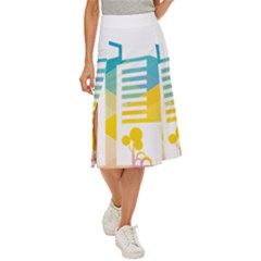 Silhouette Cityscape Building Icon Color City Midi Panel Skirt by Mog4mog4