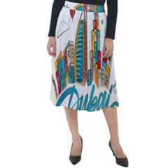 Burj Khalifa Skyline Clip Art Drawing Comic World Classic Velour Midi Skirt  by Mog4mog4