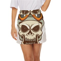 Motorcycle Helmet Skull Clip Art Cranial Skeleton Mini Front Wrap Skirt by Mog4mog4