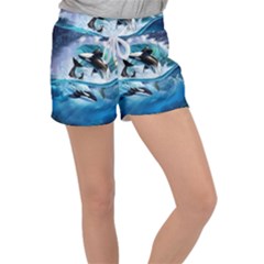 Orca Wave Water Underwater Women s Velour Lounge Shorts by Mog4mog4