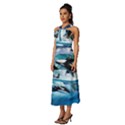Orca Wave Water Underwater Sleeveless Cross Front Cocktail Midi Chiffon Dress View2