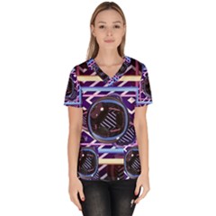 Abstract Sphere Room 3d Design Shape Circle Women s V-neck Scrub Top by Mog4mog4
