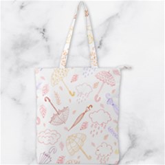 Weather Umbrella Rain Cloud Seamless Doodle Pattern Double Zip Up Tote Bag by Bakwanart
