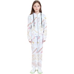 Weather Umbrella Rain Cloud Seamless Doodle Pattern Kids  Tracksuit by Bakwanart