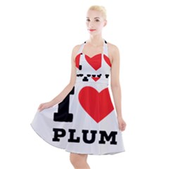 I Love Plum Halter Party Swing Dress  by ilovewhateva