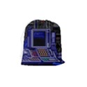 Blue Computer Monitor With Chair Game Digital Wallpaper, Digital Art Drawstring Pouch (Medium) View2