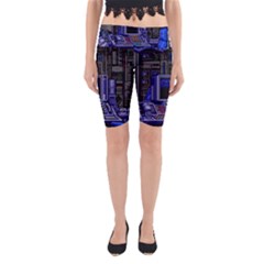 Blue Computer Monitor With Chair Game Digital Wallpaper, Digital Art Yoga Cropped Leggings by Bakwanart