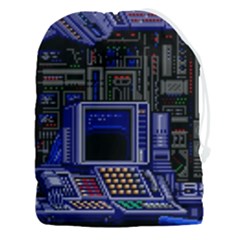 Blue Computer Monitor With Chair Game Digital Wallpaper, Digital Art Drawstring Pouch (3xl) by Bakwanart