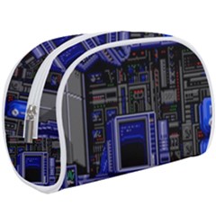 Blue Computer Monitor With Chair Game Digital Wallpaper, Digital Art Make Up Case (large) by Bakwanart