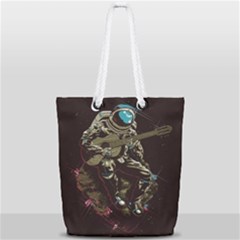 Astronaut Playing Guitar Parody Full Print Rope Handle Tote (small) by Bakwanart