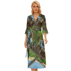 Green Village Miniature Technology Midsummer Wrap Dress by Bakwanart
