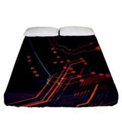 Abstract Colorful Circuit Fitted Sheet (queen Size) by Bakwanart