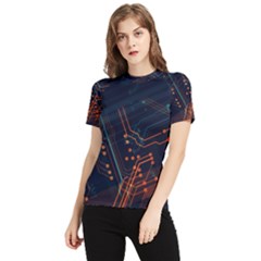 Abstract Colorful Circuit Women s Short Sleeve Rash Guard by Bakwanart