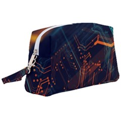 Abstract Colorful Circuit Wristlet Pouch Bag (large) by Bakwanart