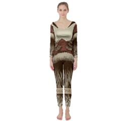 Christmas Dark Demon Evil Horror Krampus Long Sleeve Catsuit by Bakwanart