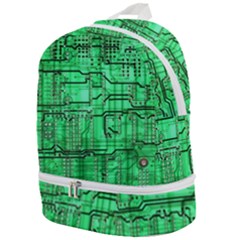 Green Circuit Board Computer Zip Bottom Backpack by Bakwanart