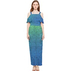 Blue And Green Circuit Board Wallpaper Circuit Board Sketch Draped Sleeveless Chiffon Jumpsuit by Bakwanart