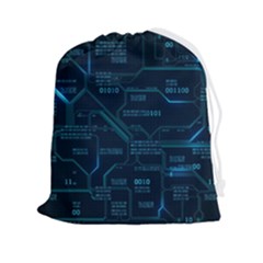 Technology Computer Circuit Boards Electricity Cpu Binary Drawstring Pouch (2xl) by Bakwanart