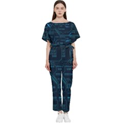 Technology Computer Circuit Boards Electricity Cpu Binary Batwing Lightweight Chiffon Jumpsuit by Bakwanart
