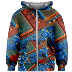 Gray Circuit Board Electronics Electronic Components Microprocessor Kids  Zipper Hoodie Without Drawstring by Bakwanart