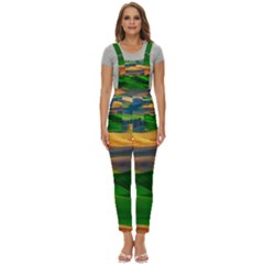 Grassland Nature Palouse Green Field Hill Sky Butte Women s Pinafore Overalls Jumpsuit by Bakwanart