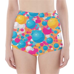 Circles Art Seamless Repeat Bright Colors Colorful High-waisted Bikini Bottoms by 99art