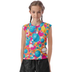 Circles Art Seamless Repeat Bright Colors Colorful Kids  Raglan Cap Sleeve Tee by 99art