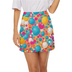 Circles Art Seamless Repeat Bright Colors Colorful Mini Front Wrap Skirt by 99art