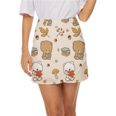 Bear Cartoon Background Pattern Seamless Animal Mini Front Wrap Skirt by 99art