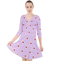 Easter Easter Bunny Hearts Seamless Tile Cute Quarter Sleeve Front Wrap Dress by 99art