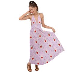 Easter Easter Bunny Hearts Seamless Tile Cute Backless Maxi Beach Dress by 99art